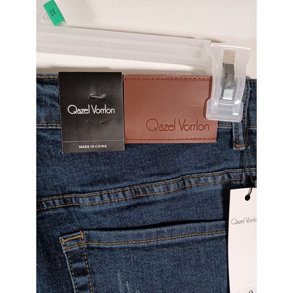 NWT Qazel Vorrlon Womens Dark Wash Skinny Distressed Blue Jeans Pockets Size 28 - Picture 5 of 9